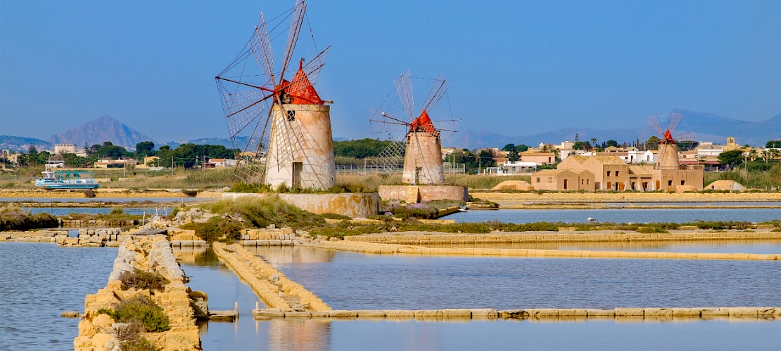 Les salines de Trapani, Sicile, Italie